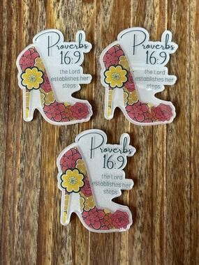 3 Pc Proverbs 16:9 Acrylic Flatbacks